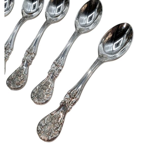 Vintage FB Rogers French Rose Set of 10 Small Silverplate Demitasse Spoons - Picture 6 of 7